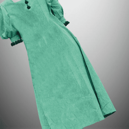 Khadi Mix A-Line Kurti with Blue Tassels-RCK018 - Image 2